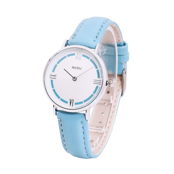 

new women leather watches 2018 round dial skin strap quartz women's men's watch lovers watches elegante a80, Slivery;brown