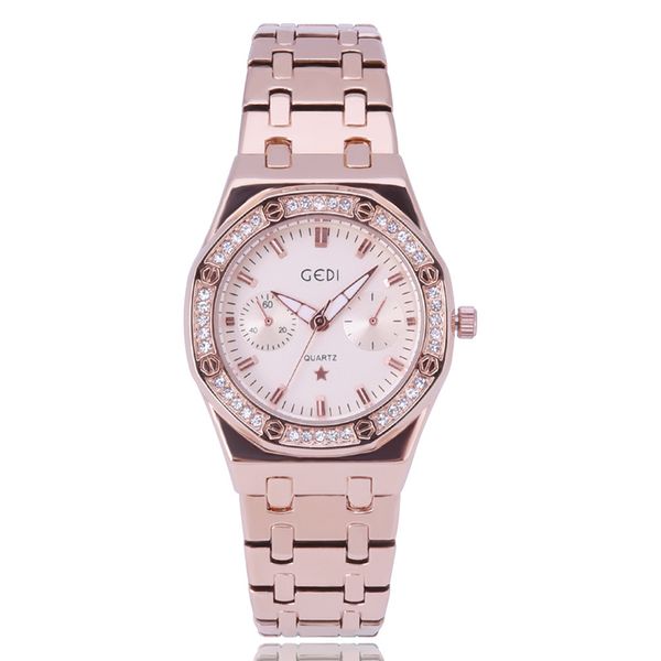 

new brand women luxury watch rose gold stainless steel watches diamonds quartz japan movement wristwatches gifts relogio feminino clock, Slivery;brown