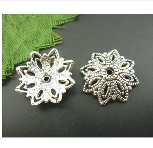 

doreen box lovely 60pcs antique silver floral end bead caps 16mm dia. (b01359), Bronze;silver