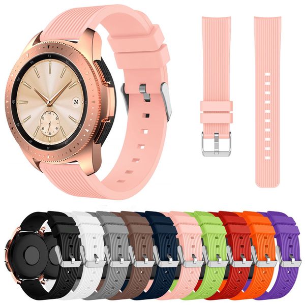 

soft silicone watchband for samsung galaxy watch 42mm r810 band striped rubber replacement bracelet 20mm strap, Black;brown