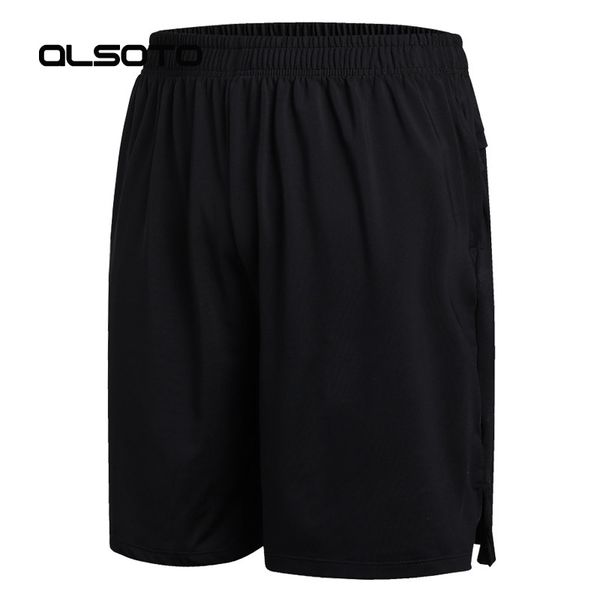 

new men fitness sports shorts solid color breathable quick-drying running loose plus size gym beach sportswear, Black;blue