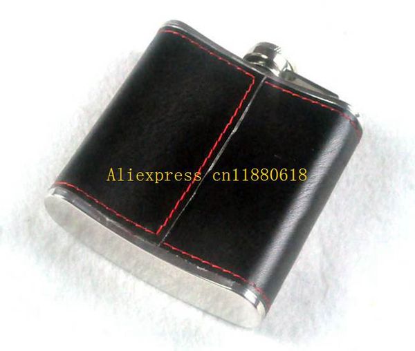 

25pcs/lot dhl fedex fast shipping pu leather hip flask 6 oz with screw cap