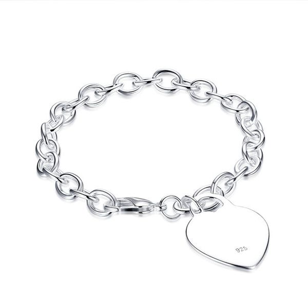 

central hand chain sterling silver plated bracelet spb268; wedding gift men and women 925 silver bracelet link, chain, Black