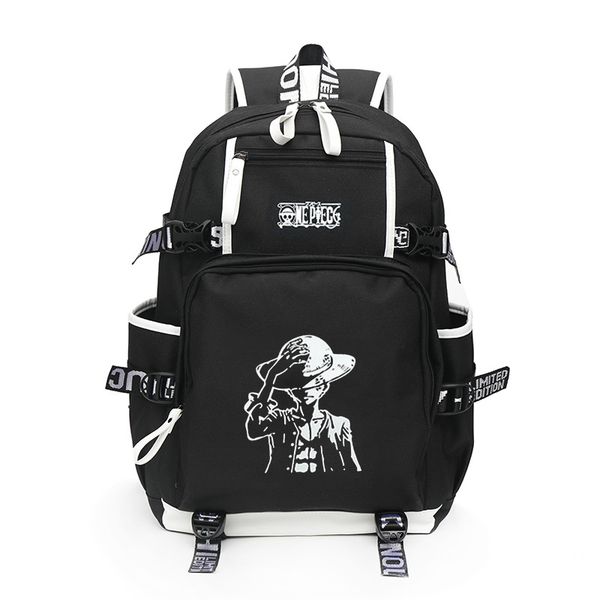 

one piece luffy printed backpack casual luminous shoulders portable bag street trend cool large capacity school bags