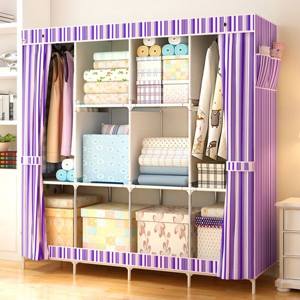 

HHAiNi Super Large 60 "Портативный шкаф для семьи Пылезащитный шкаф Шкаф усиленный Стеллаж