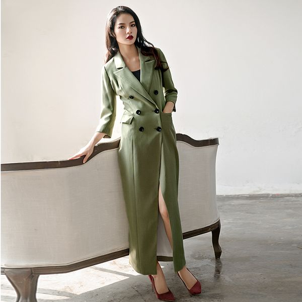 

wholesale- verragee brand 2017 women autumn winter three quarter sleeve new outerwear long casual trench coat windbreaker coat, Tan;black