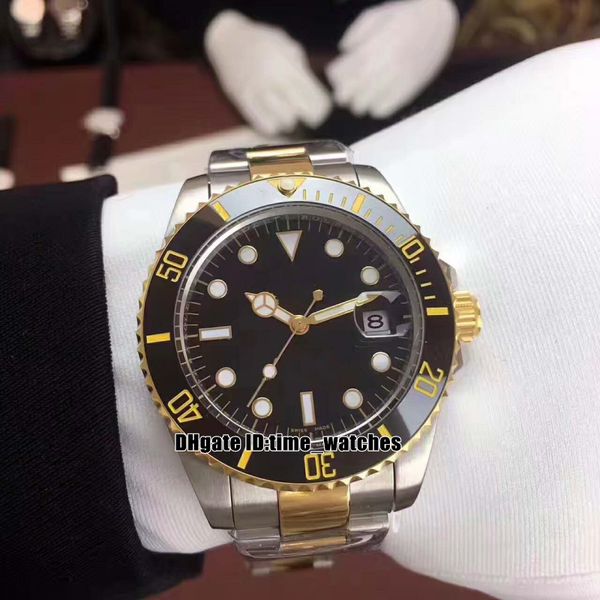 

new высокое качество мужские часы 40 мм черный циферблат черный керамический ободок 116613-ln автоматические мужские часы asian 2813 механиз, Slivery;brown