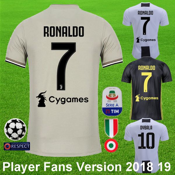 

Ronaldo juventu maillot de foot 2018 2019 dybala bonucci erie a football hirt black away player ver ion champion women fan quality