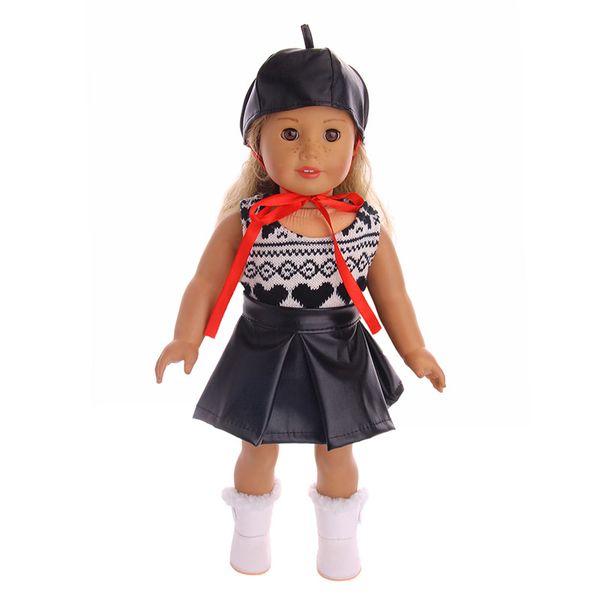 

fashion cool handmade dress suit +hat fit 18 inch american girl doll clothes accessories
