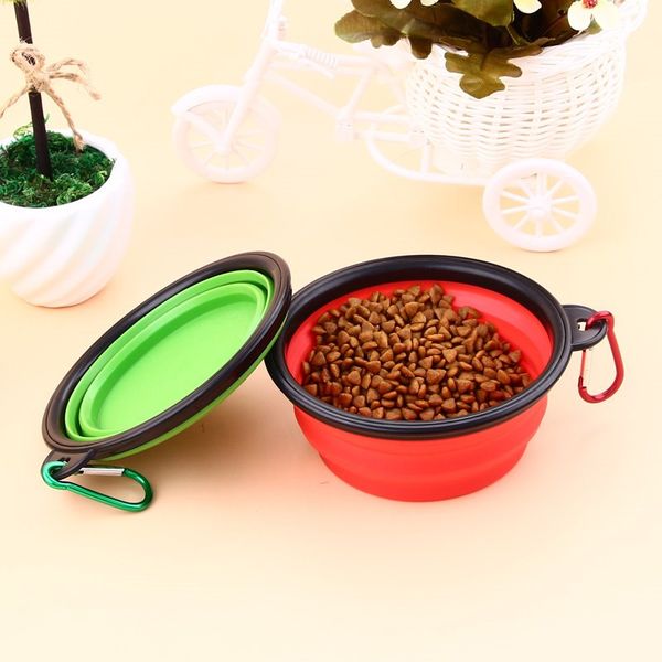 

2019 travel collapsible pet dog cat feeding bowl water dish feeder silicone foldable 9 colors to choose