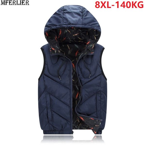 

mferlier men vests warm hooded plus large size big men sportwear 7xl 8xl hipster winter warm thick vests camouflage waistcoat 50, Black;white