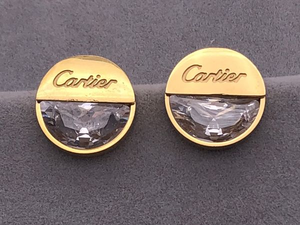 

LU008 Newest fashion famous brand diamond Jewelry 316L Stainless Steel 18k gold Plated Earrings Stud for men and women