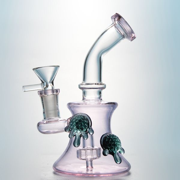 Heady Glass Bong Hookahs Mini Dab Tubulações de Água de Vidro Tubulações Azul Black Pink Pink Waterpipe Fumar Bongo HD12