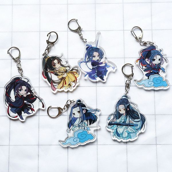 

6 types anime dao zu shi acrylic keyring the grandmaster of demonic cultivation wei wuxian lan wangji cute pendant keychain, Silver