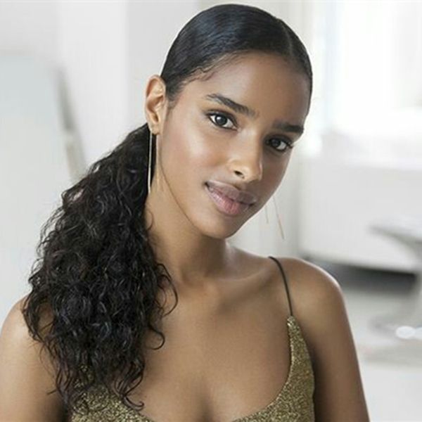 

100% natural wavy ponytail brazilian remy human hair ponytails horsetail clips in/on human hair extension wet wave hair 140g, Black