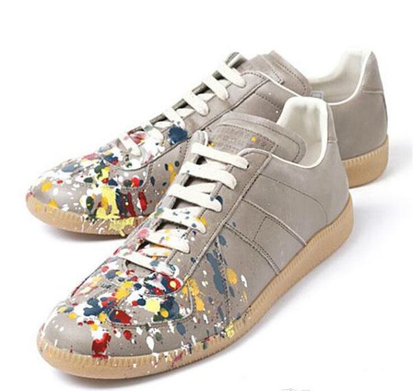 

[Бесплатная доставка] Margiela граффити NewLuxury Марка мужчины натуральная кожа с чернил