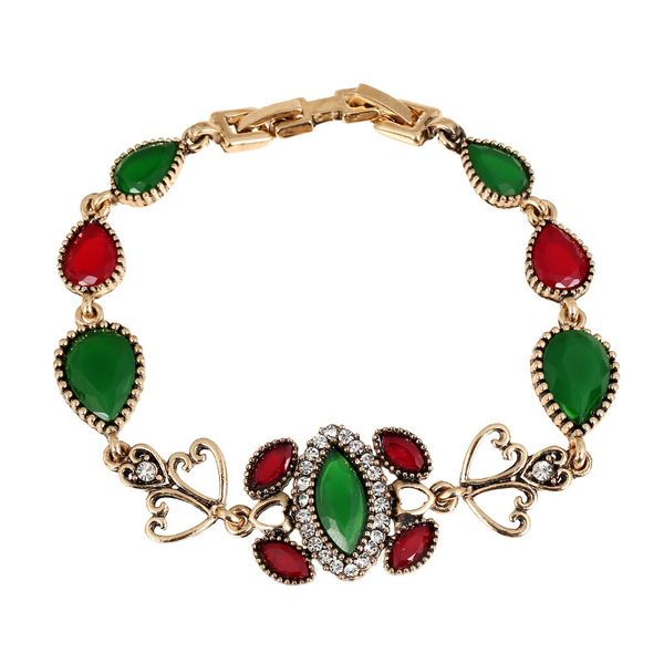

vintage trendy bracelets for women green natural stone alloy personality flower bracelets bangles jewelry accessories, Golden;silver