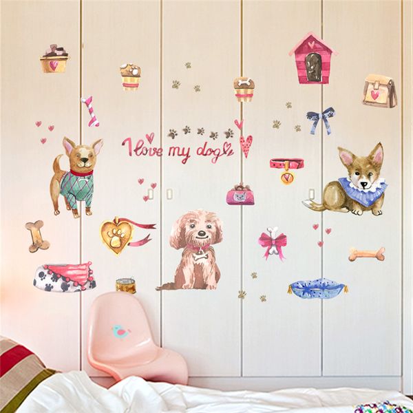 

3d vivid dogs wall sticker toilet door refrigerator computer bathroom decor animal wall decals art poster mural