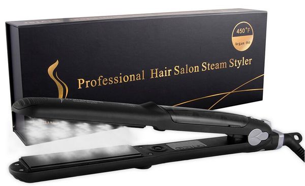 

professional 450f ceramic vapor hair straightener argan oil steam flat iron with gorgeous packing fast heating iron, Black