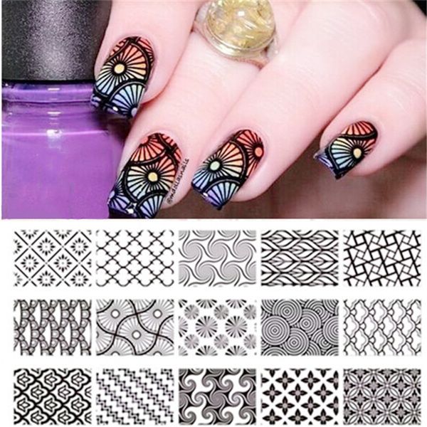 

born pretty nail stamping template large designs rectangle print image plate manicure nail art stencil tool bp-l003, White