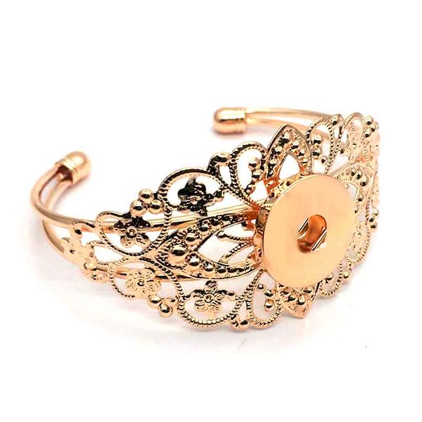 

096 flowers interchangeable bracelet&bangles 18mm snap button charms metal bracelets for women gift, Golden;silver
