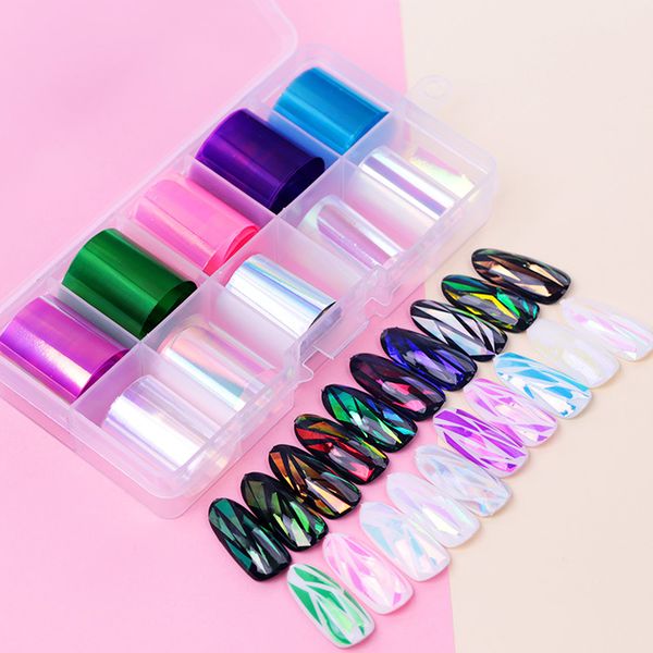 

10pcs fluorescent nail glitter sequins set glass paper irregular paillette nail art tips flakes art decoration for uv gel, Silver;gold
