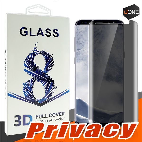 Per Samsung Galaxy S9 S8 Plus Note8 Privacy Temered Glass Anti Spy Anti Glare Pellicola proteggi schermo in vetro protettivo per S7 S6 Edge