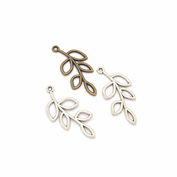 

bulk 200 pcs branch leaf charm pendants for jewelry making diy craft antique silver & antique bronze, Bronze;silver