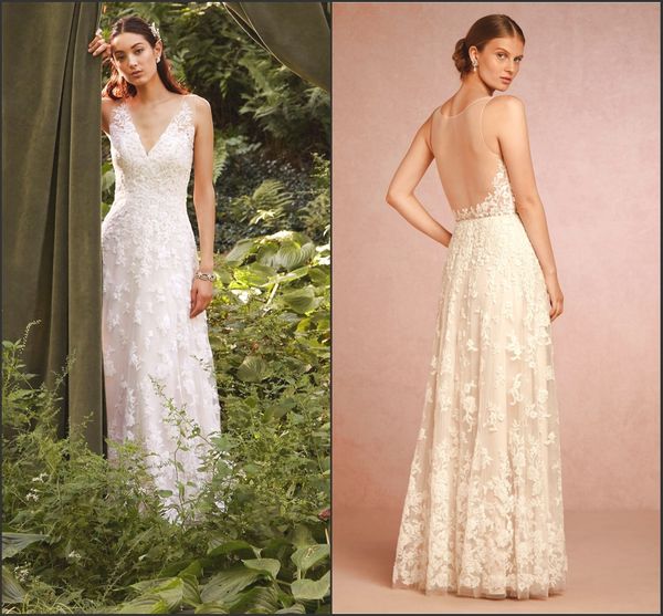 

vintage wedding dresses v neck sleeveless a line elegant lace appliqued floor length with plus size wedding dresses dh4091, White