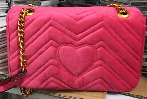 

Free Shipping 2018 New Design Women's Velvet Bag Stripe Handbag Handbags Shoulder Chain Bags 5 Colors 26cm