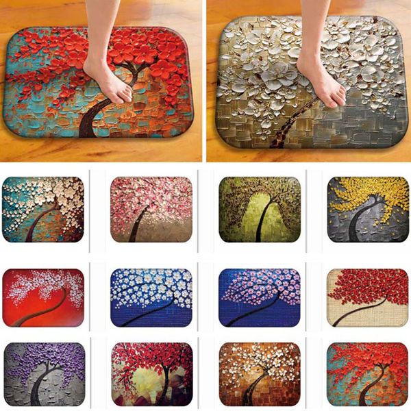 

tree of life flower doormats flannel non-slip indoor outdoor floor mat carpets for home decor kitchen mats 40*60cm wx9-520