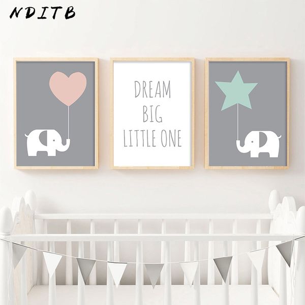 2019 Nditb Baby Girl Nursery Decor Wall Art Canvas Posters And Prints Elephant Painting Decorative Picture Kids Bedroom Decoration From Harriete