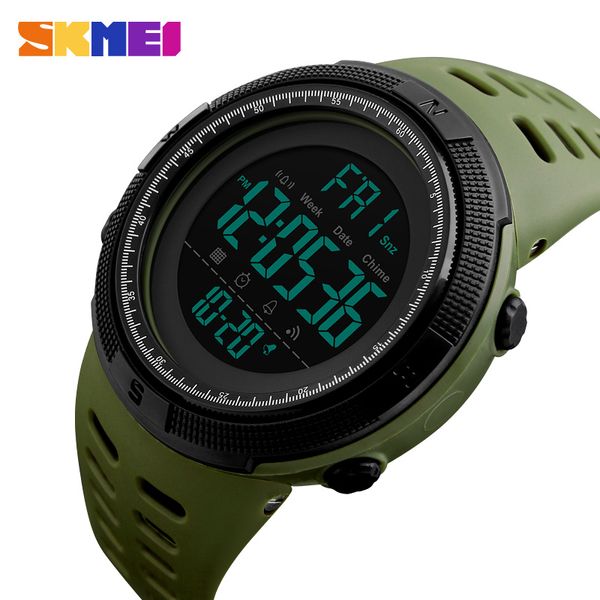 

skmei brand men sports watches fashion chronos countdown digital wristwatch outdoor 50m dive man clock reloj hombre, Slivery;brown