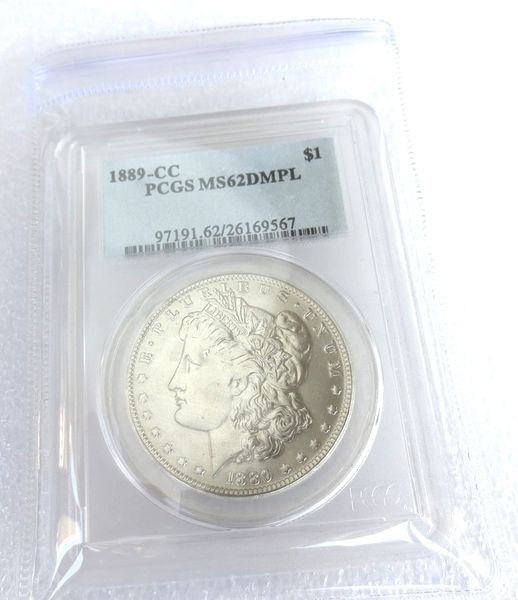 

US Coin 1889"cc" MS62 Morgan 1$ Silver Coins currency senior transparent box Free shipping