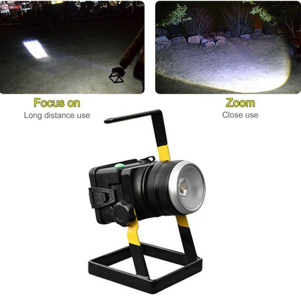 

portable rotating zoom t6led floodlight lamp outdoor rechargeable projection lamp with holder + charging quality 30w