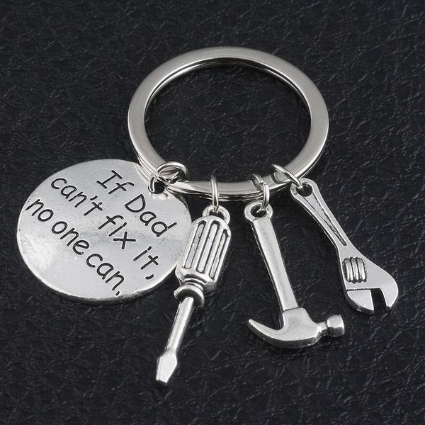 

New Fashion Keychain Keyring ''If Dad Can''t Fix It No One Can'' Hand Tools Keychain Gift For father, Silver