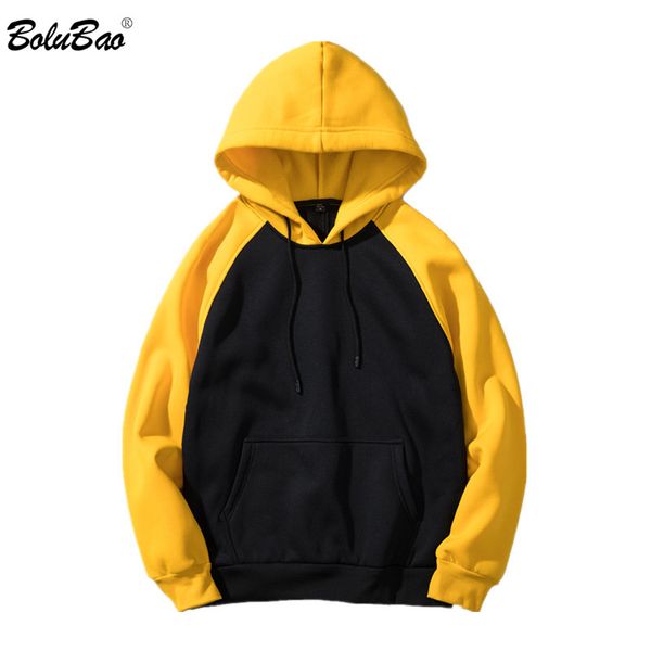 

bolubao brand new men hoodies sweatshirt fashion quality patchwork streetwear mens tracksuit male hooded sportswear eu size, Black