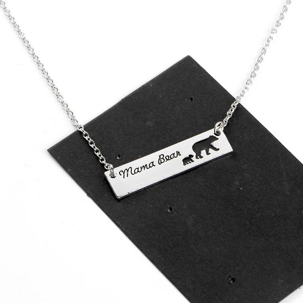 

inspired silver plated bar necklaces polar mama babys bear pendant gifts for mom wife mother's day gift birthday remembrance