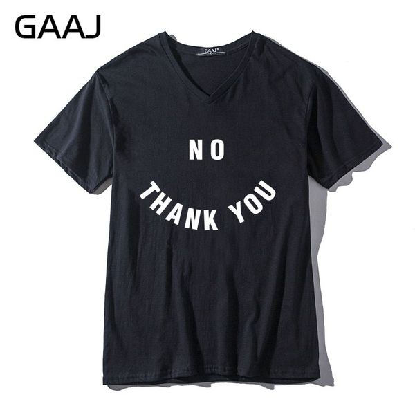 

gaaj "no thankyou" men & women t shirt funny v neck male casual cotton ladies womens tees fashion shirts t shirt, White