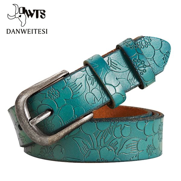 

dwts]2016 new women belt thin genuine leather belt woman 5 colour floral carved belts for women ceinture femme, Black;brown