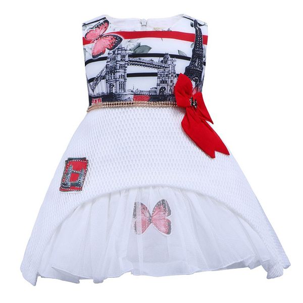 

floral children baby dresses girl wedding party princess 1 year birthday girls dress cotton summer 2018 teenage vestido infantil, Red;yellow
