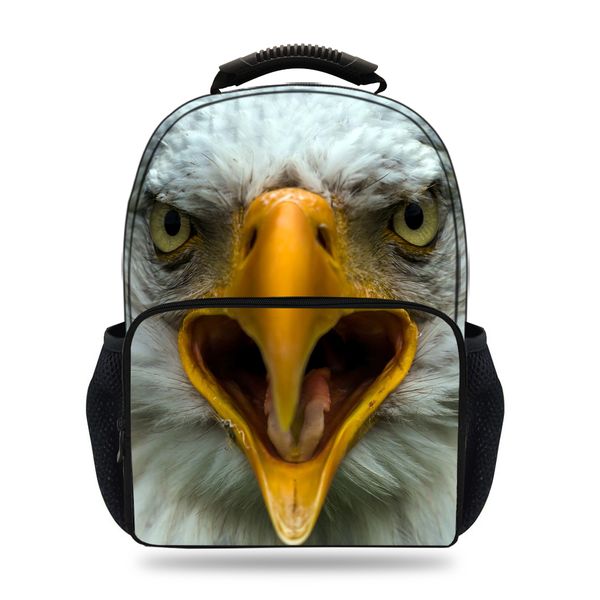 

15-inch 3d felt animal print backpack for kids boys girls eagle bag for children students travel bags teenagers