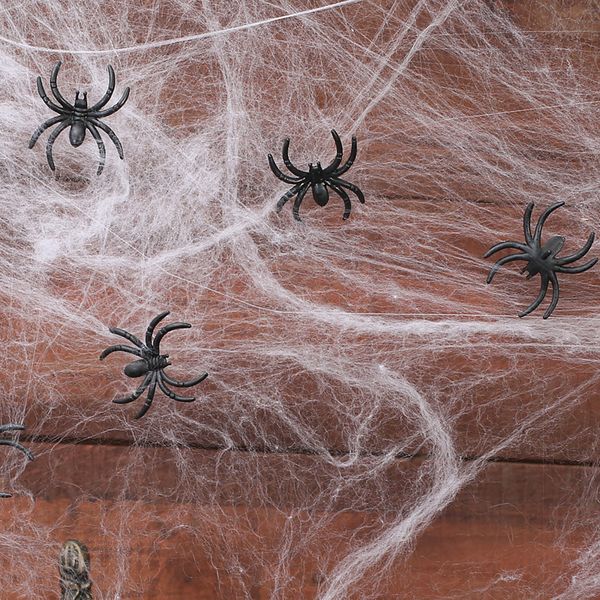

halloween scary party scene props white stretchy cobweb spider web horror halloween decoration for bar haunted house