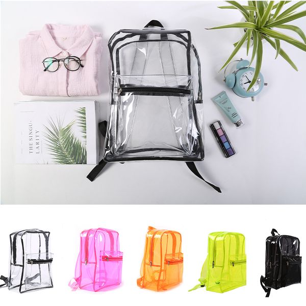 

Pvc tran parent backpack ummer beach waterproof clear backpack fa hion tyle women girl travel portable jelly color houlder chool bag