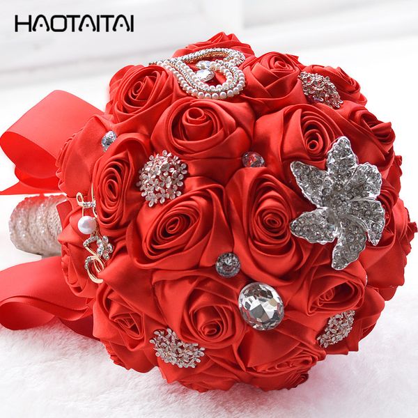 Acheter Belle Rouge Mariage Bouquet De Mariée Demoiselle Dhonneur Broche Bouquet Rose Fleur Bouquet Fleurs De Mariage Bouquets De Mariée De 6044 Du