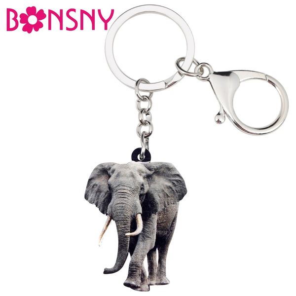 

acrylic african jungle elephant key chains keychain rings jewelry for women girls ladies handbag car charms accessories, Silver