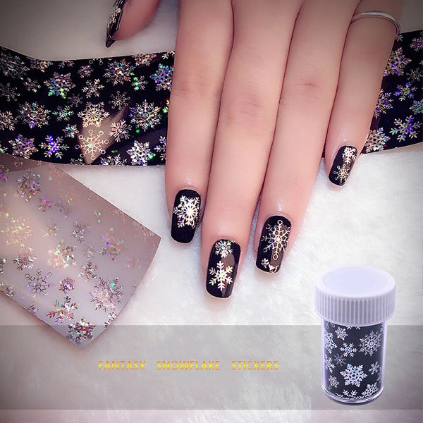 

1 box new arrivals 3d fantasy snowflake nail art pattern stickers nail manicure tools, Black