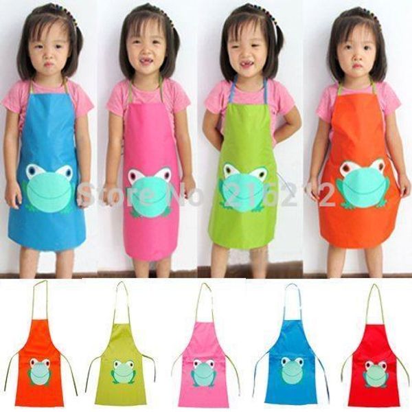 

cute children waterproof apron cartoon frog printed painting cooking