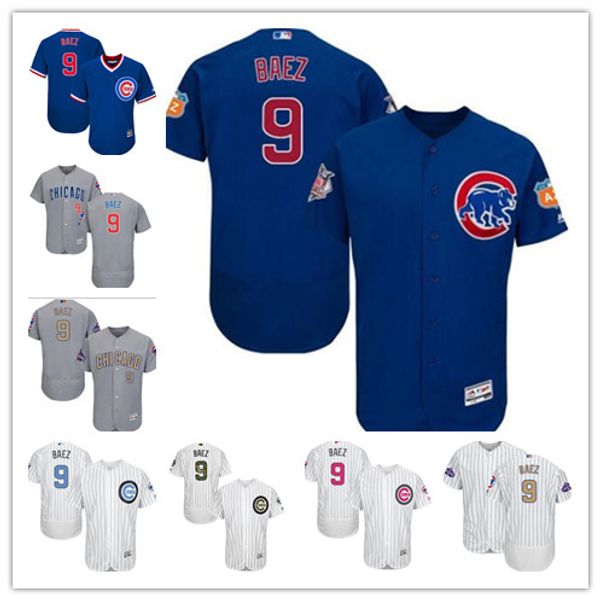 

wholesale men women youth majestic custom cubs jersey #9 javier baez home blue grey white baseball jerseys ing, Blue;black