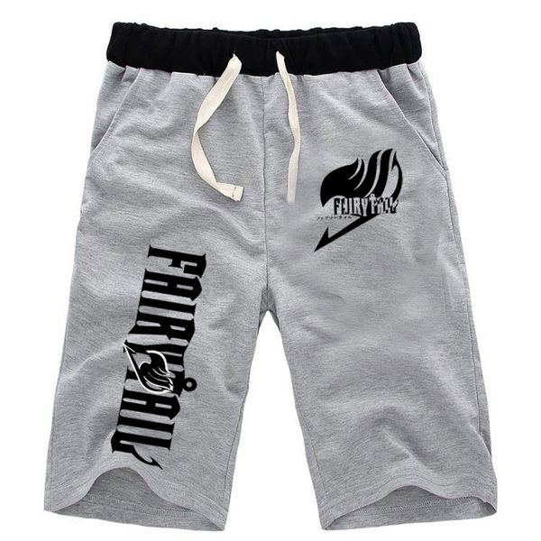 

mens anime fairy tail guid straight shorts knee length cotton casual crossfit short pants sweatpants pocket athleisure trousers, White;black